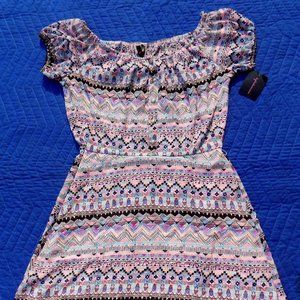 Big Strike USA Geometric Print Cap Sleeve Dress - Size M